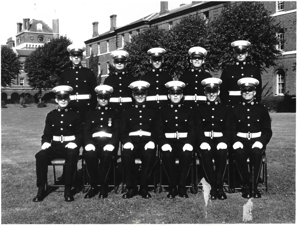 Royal Marines. Black and white before restoration.