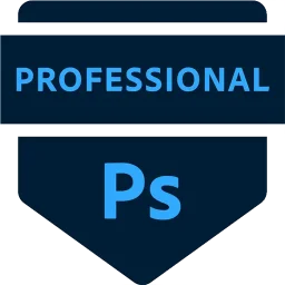 Adobe professional Photoshop qualification badge.